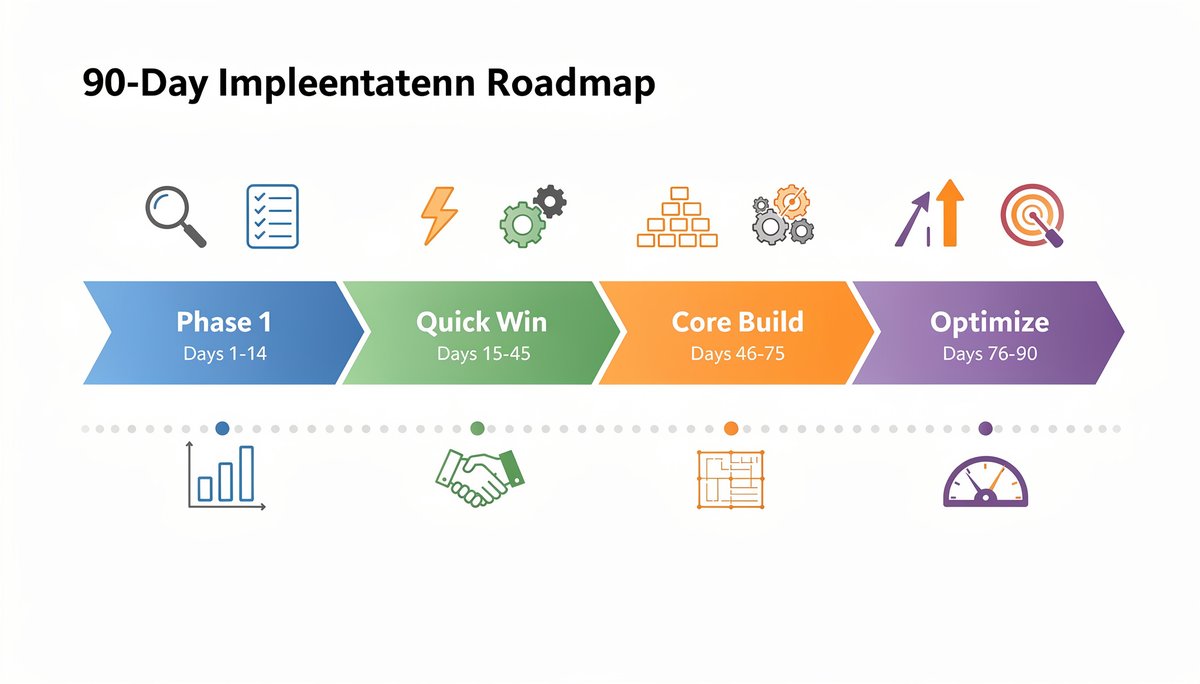 90-day AI automation implementation timeline with four phases