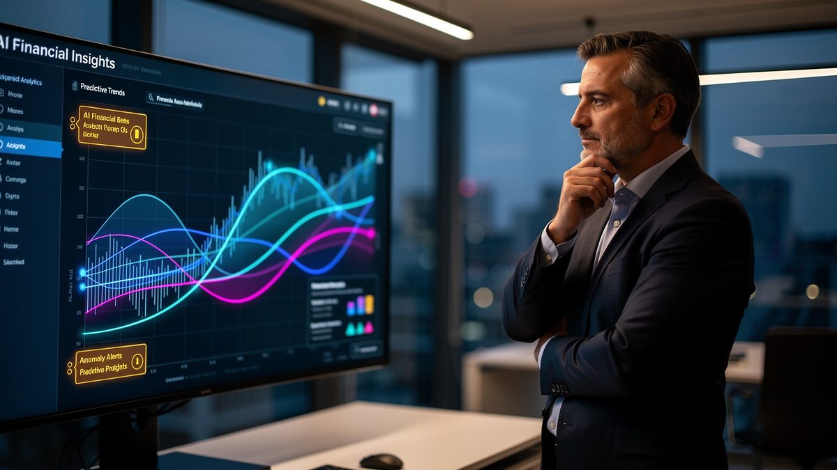 CFO reviewing AI-powered financial analytics
